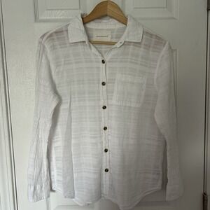 Aeropostale Long Sleeve Sheer Textured Boyfriend Button Up‎ Shirt